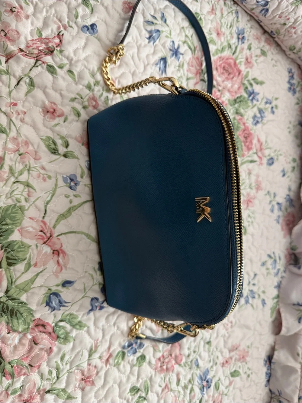 Michael Kors Teal Saffiano Leather Crossbody with Gold Hardware